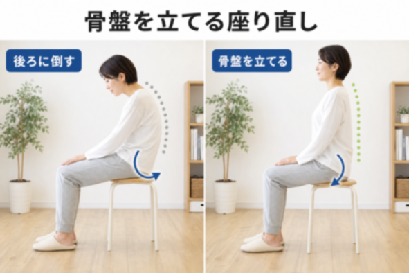 骨盤の前後傾運動と座り直しのやり方