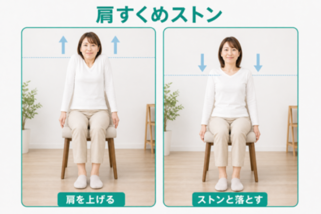 肩すくめストンの2コマ図解