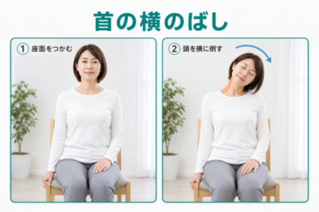 首の横のばしストレッチの図解