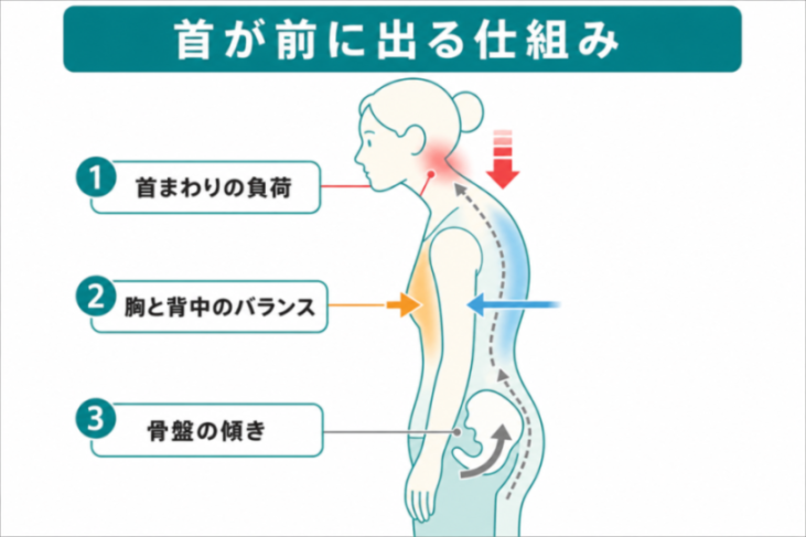 ストレートネックのメカニズム図解