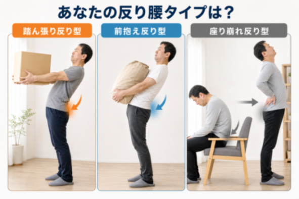 反り腰3タイプの比較図