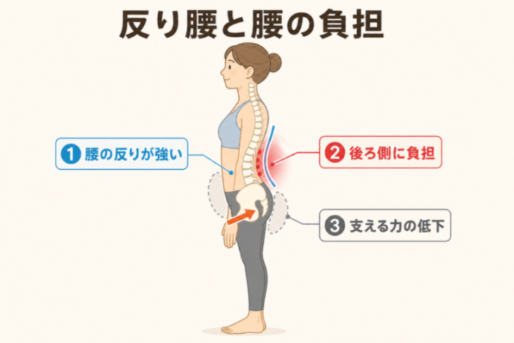 反り腰と腰への負担の仕組み図解