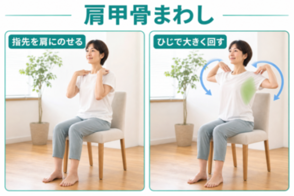肩甲骨まわしのやり方の図解