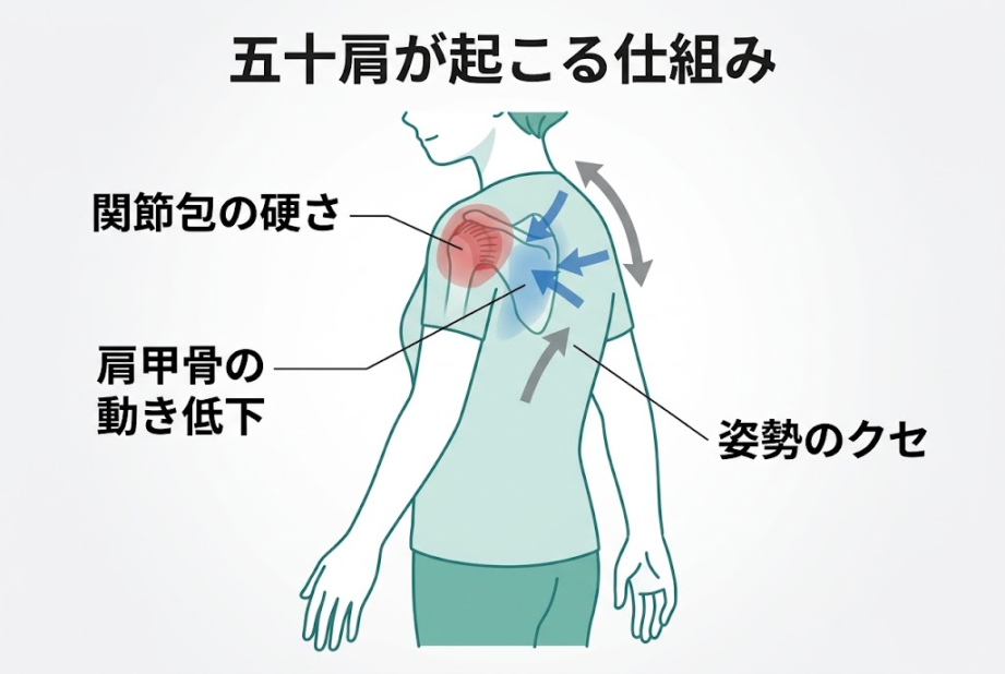 五十肩のメカニズムの図解