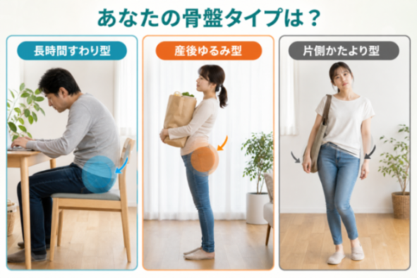 骨盤3タイプの比較図