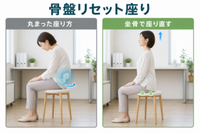 骨盤リセット座りのやり方の図解