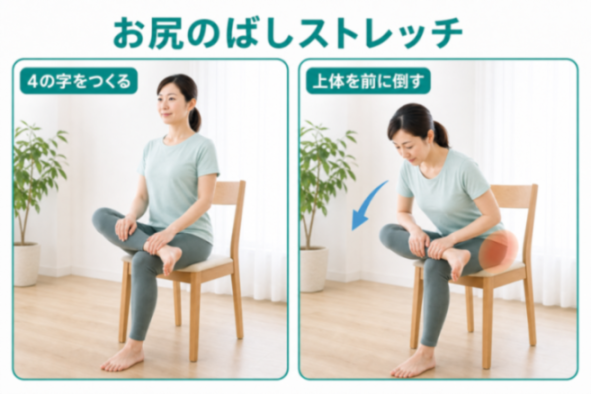 お尻のばしストレッチのやり方の図解