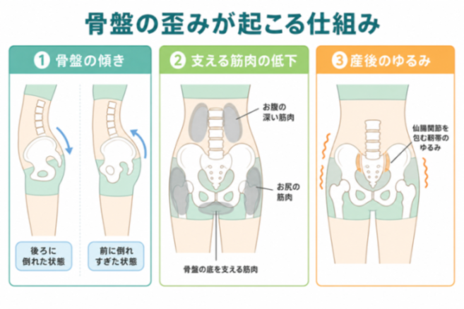 骨盤の歪みのメカニズムの図解