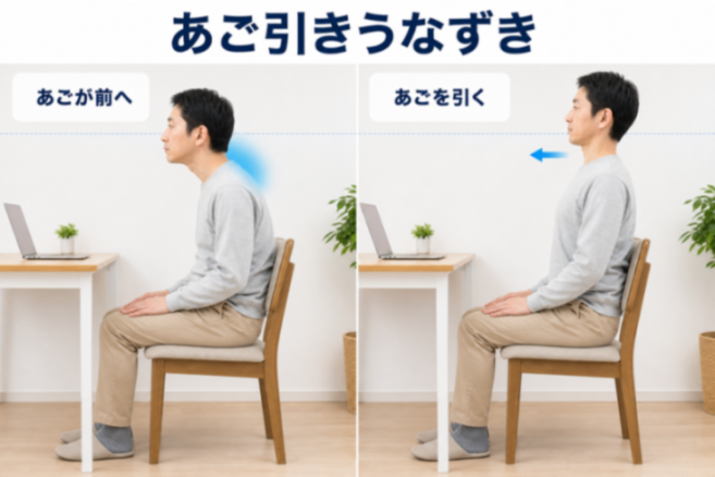 あご引きうなずきの図解