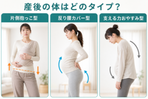 産後の体3タイプの比較図
