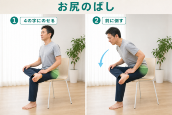 お尻のばしストレッチの図解