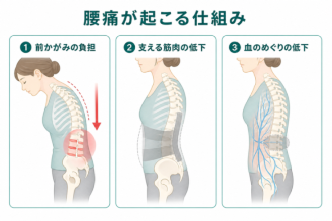 腰痛の仕組みの図解
