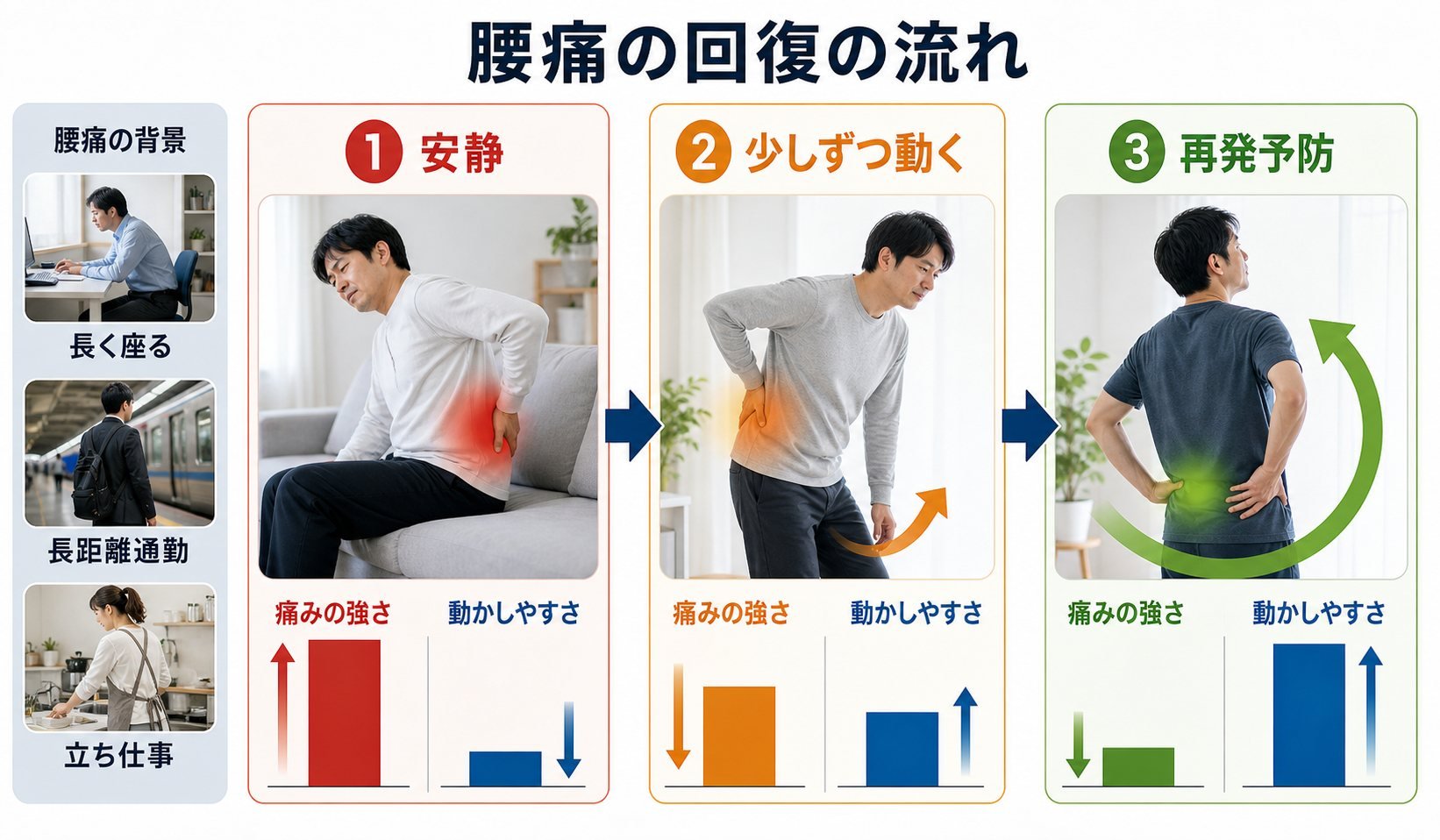 腰痛の改善方法｜長時間の座り姿勢で重くなった腰をやわらげる対処と