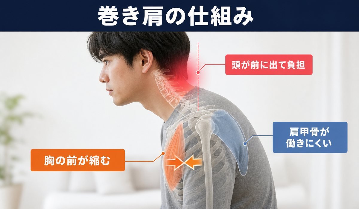 巻き肩の仕組み図