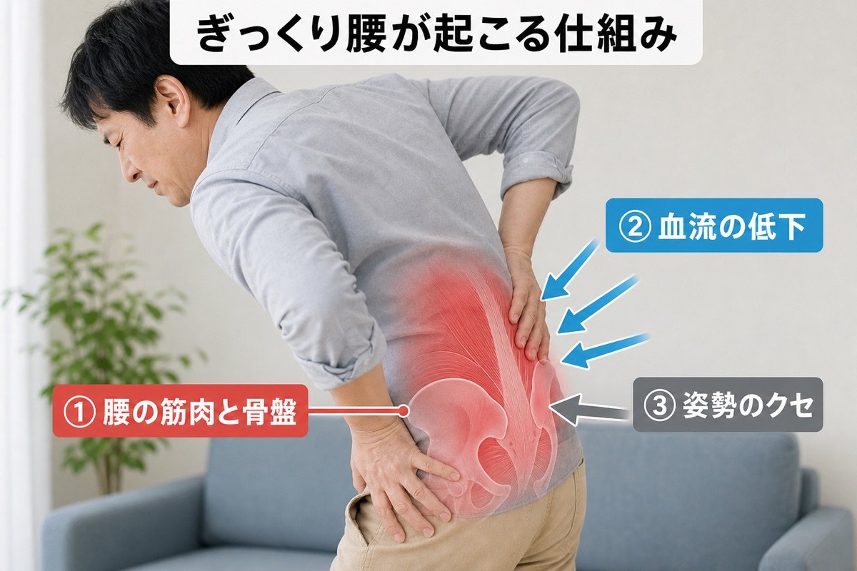 ぎっくり腰メカニズム図解