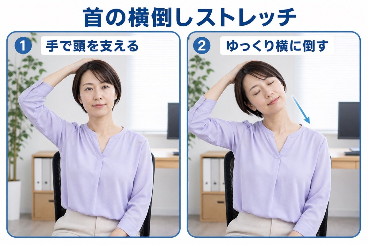 首の横倒しストレッチ