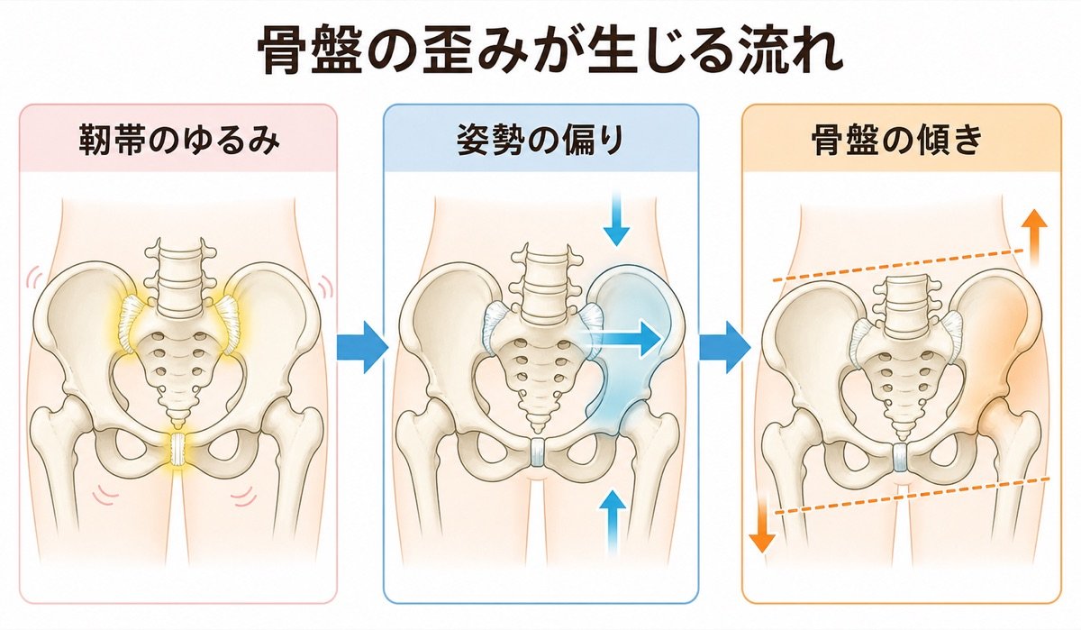 骨盤の歪みが生じる流れ