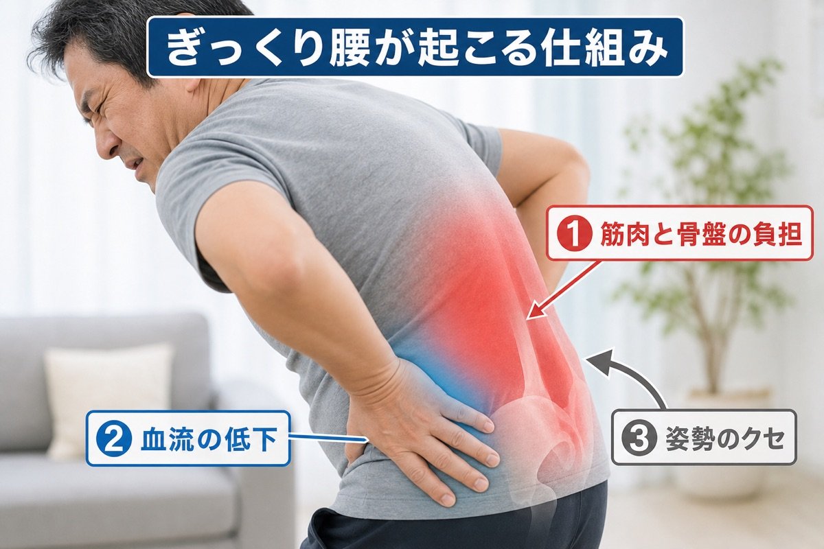 ぎっくり腰メカニズム図解