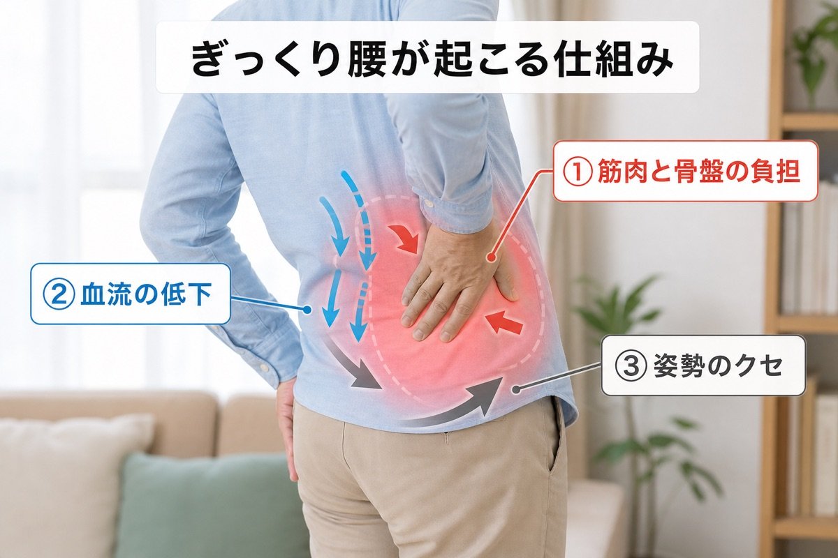 ぎっくり腰メカニズム図解