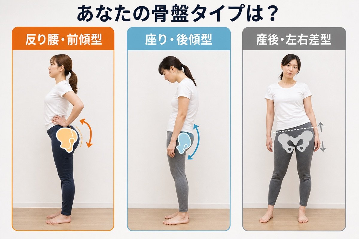 骨盤の歪み3タイプ比較