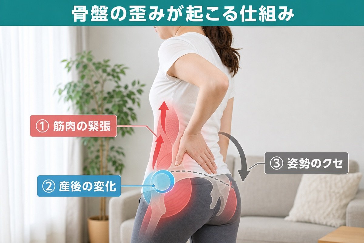 骨盤の歪みメカニズム図解