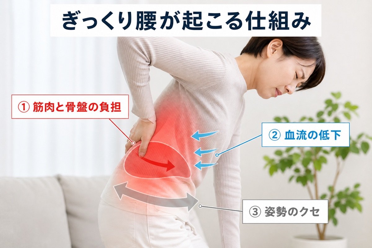 ぎっくり腰メカニズム図解