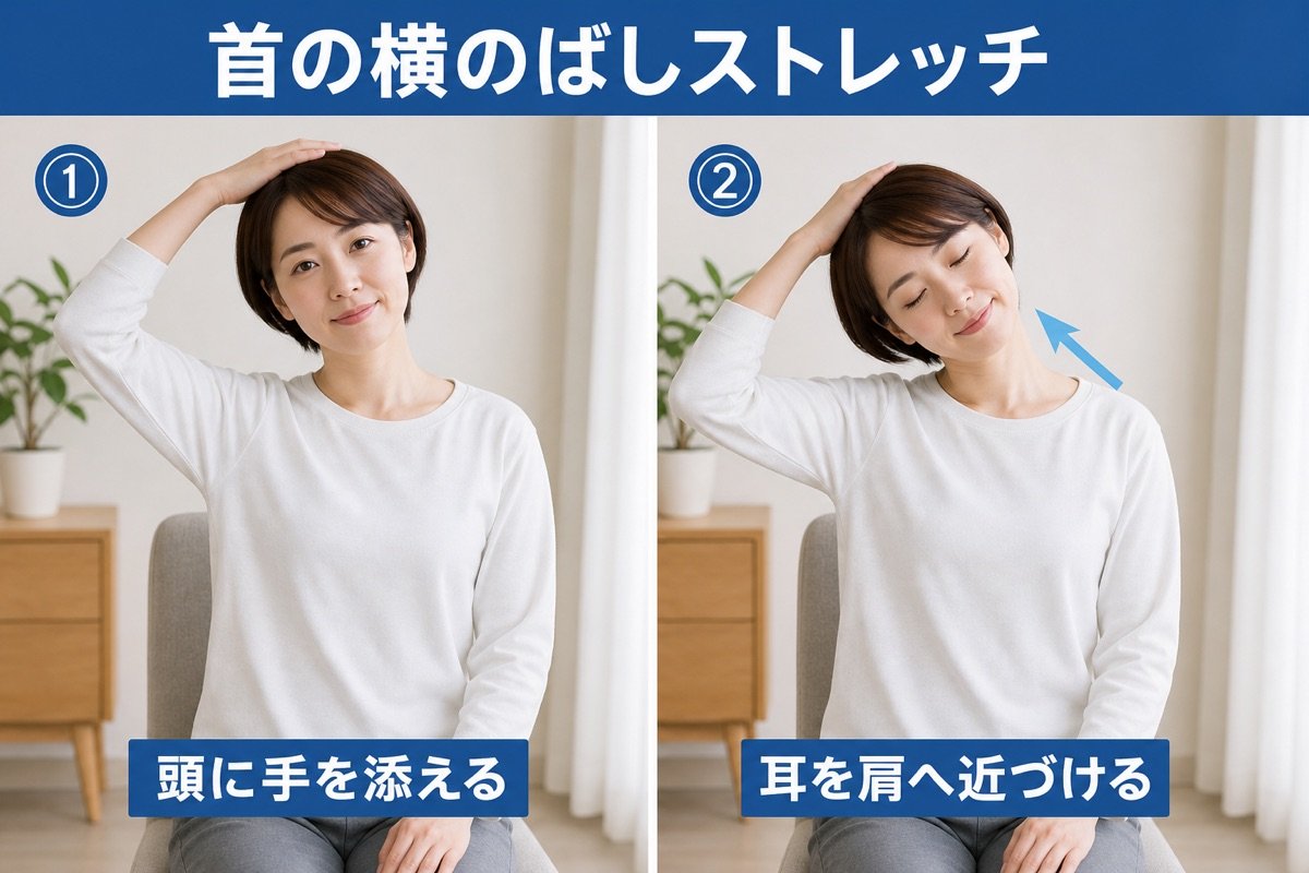 首の横のばしストレッチ