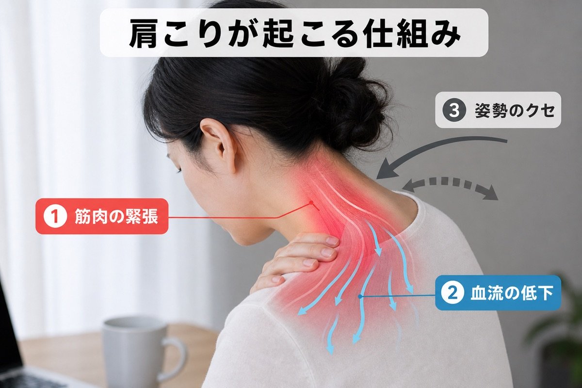 肩こり・首こりのメカニズム図解