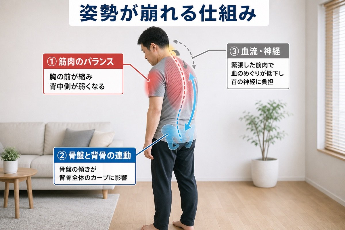 姿勢崩れメカニズム図解