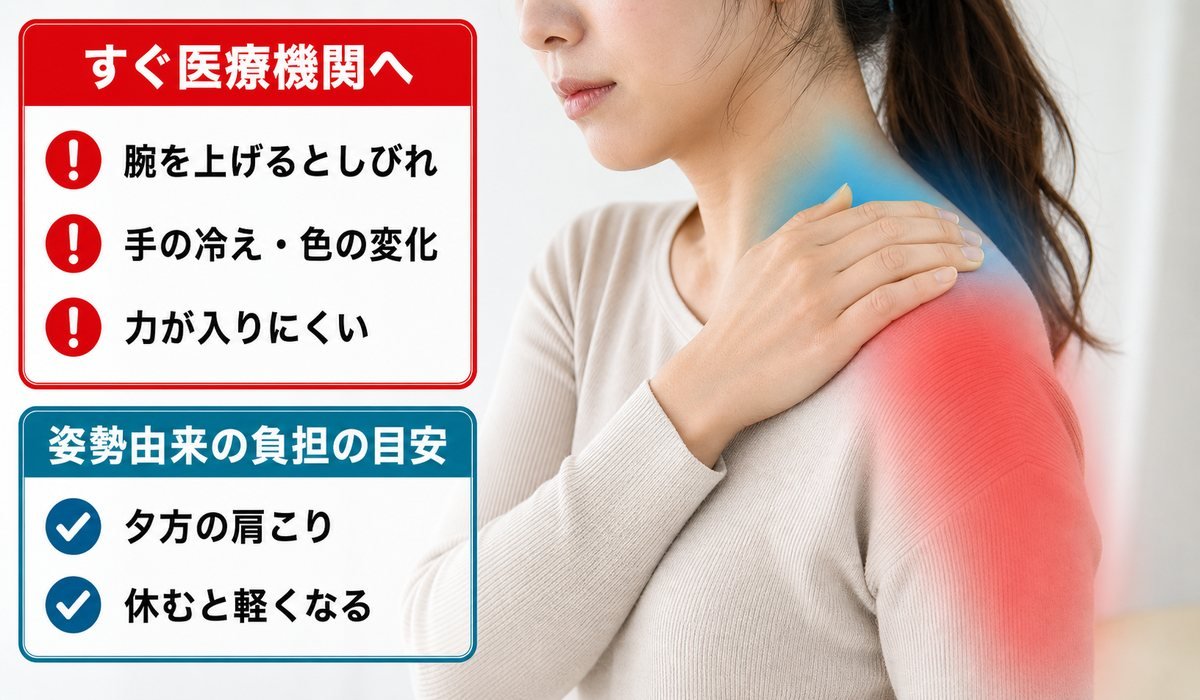 なで肩しびれ危険サイン