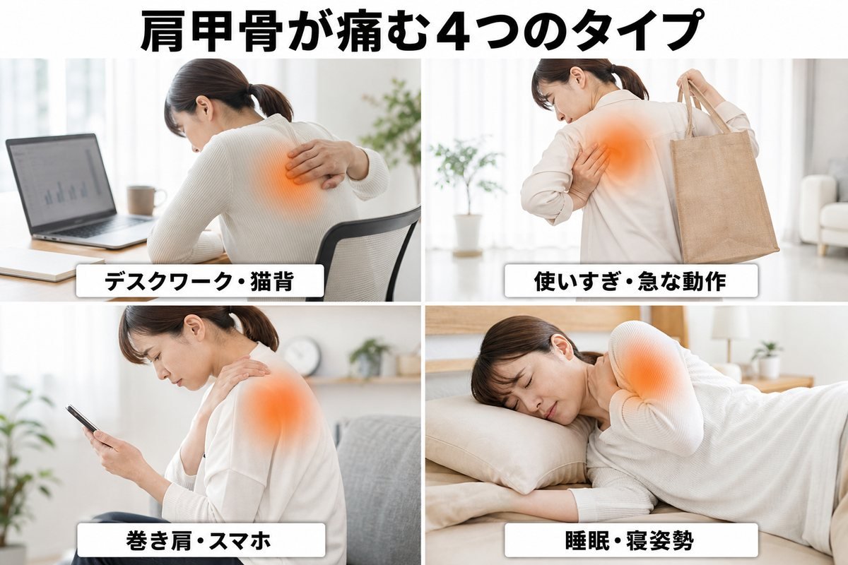 肩甲骨痛みタイプ別比較