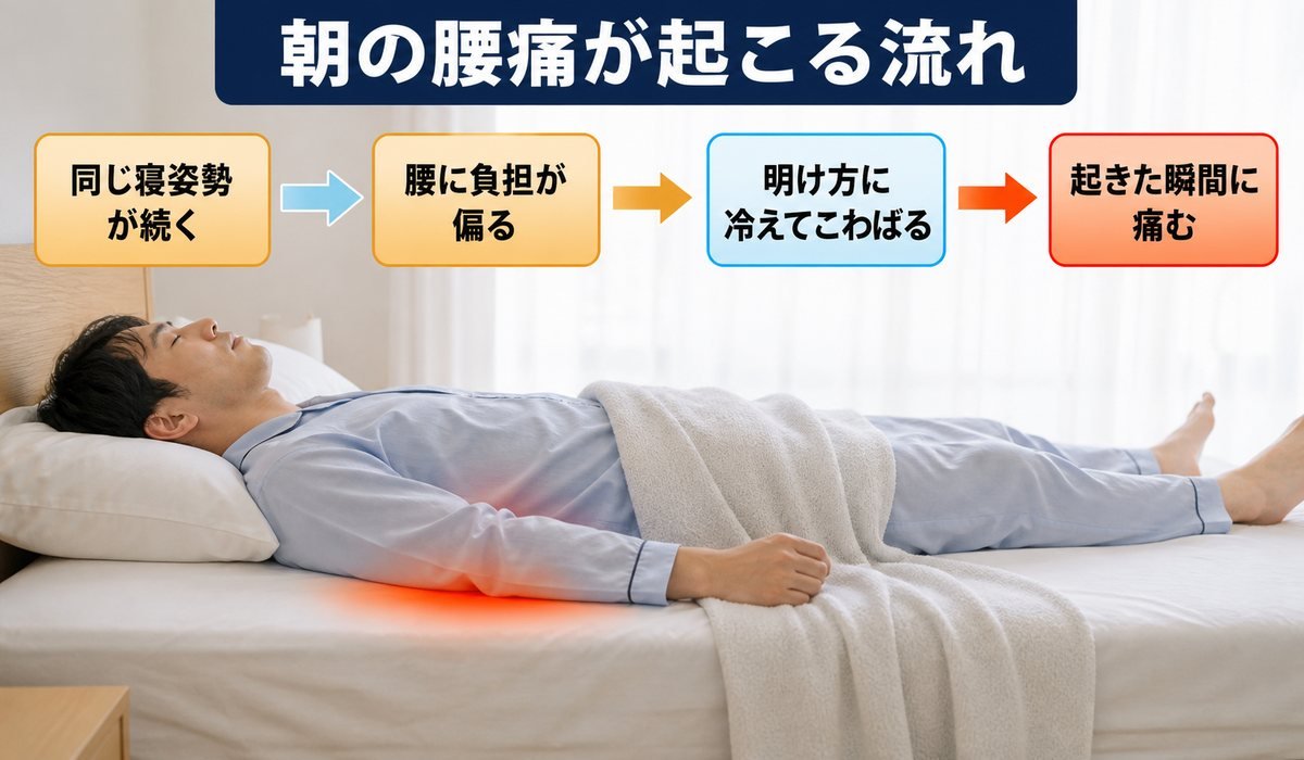 朝腰痛発生フロー