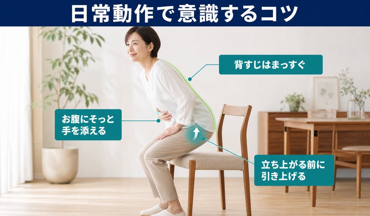 日常動作での骨盤底筋意識