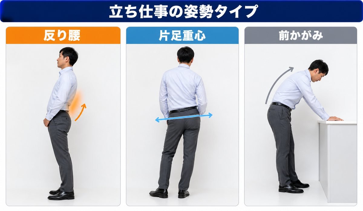 3タイプの立ち姿勢比較