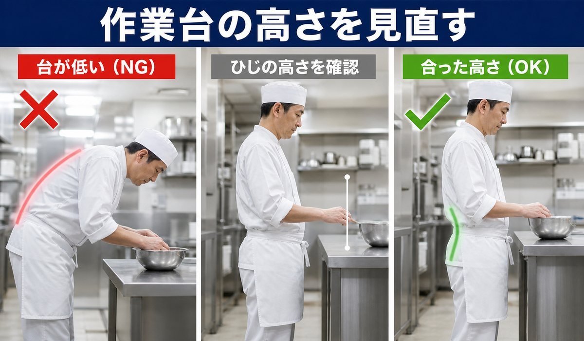 作業台の高さ確認シーン