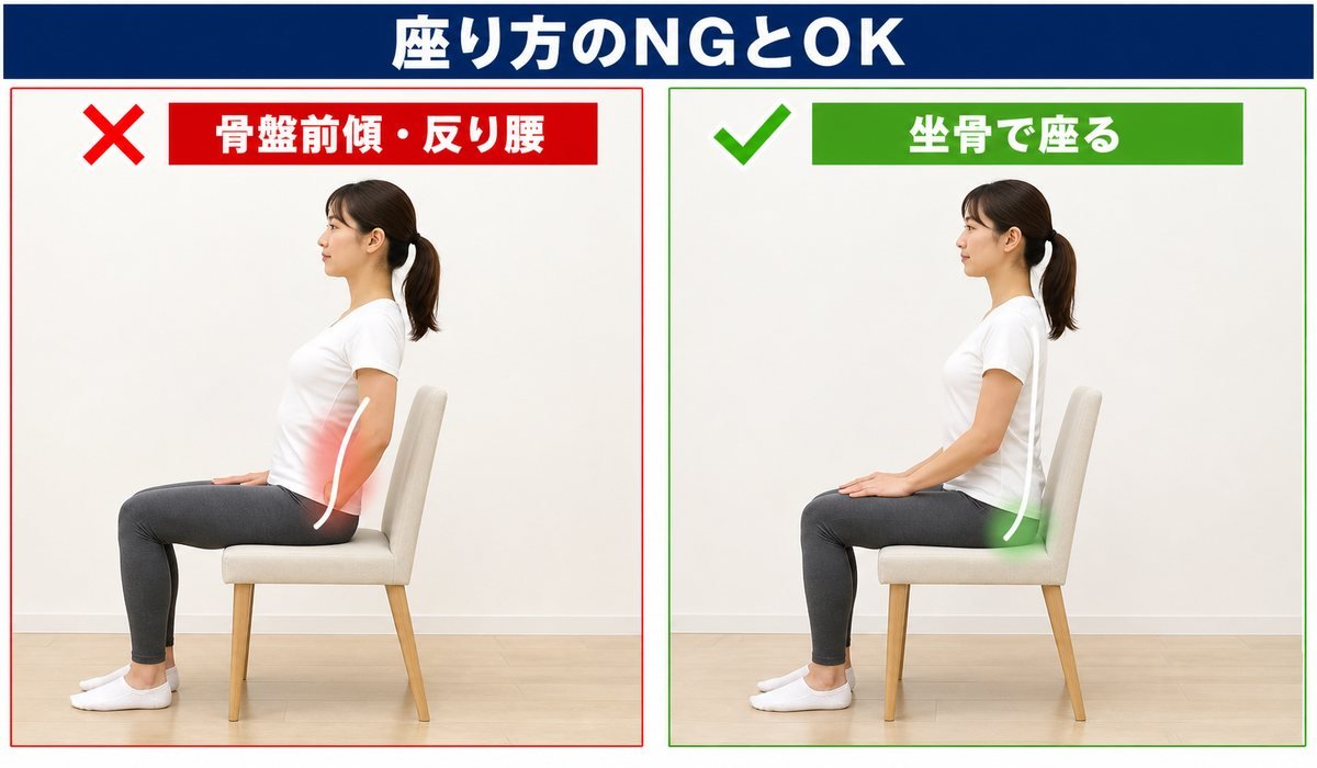 正しい座り姿勢の比較