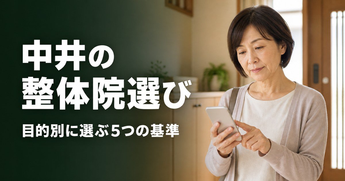 中井でゴッドハンドと言われる整体・整骨院は？目的別おすすめ5院【2026年版】