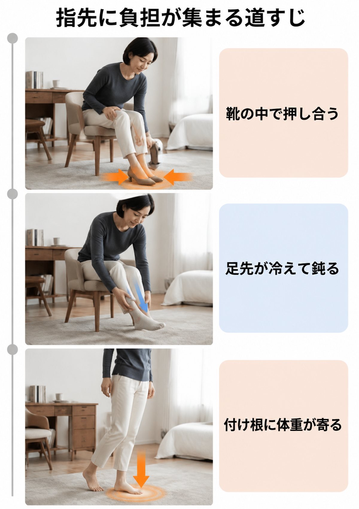 足の指先に負担が集まる原因