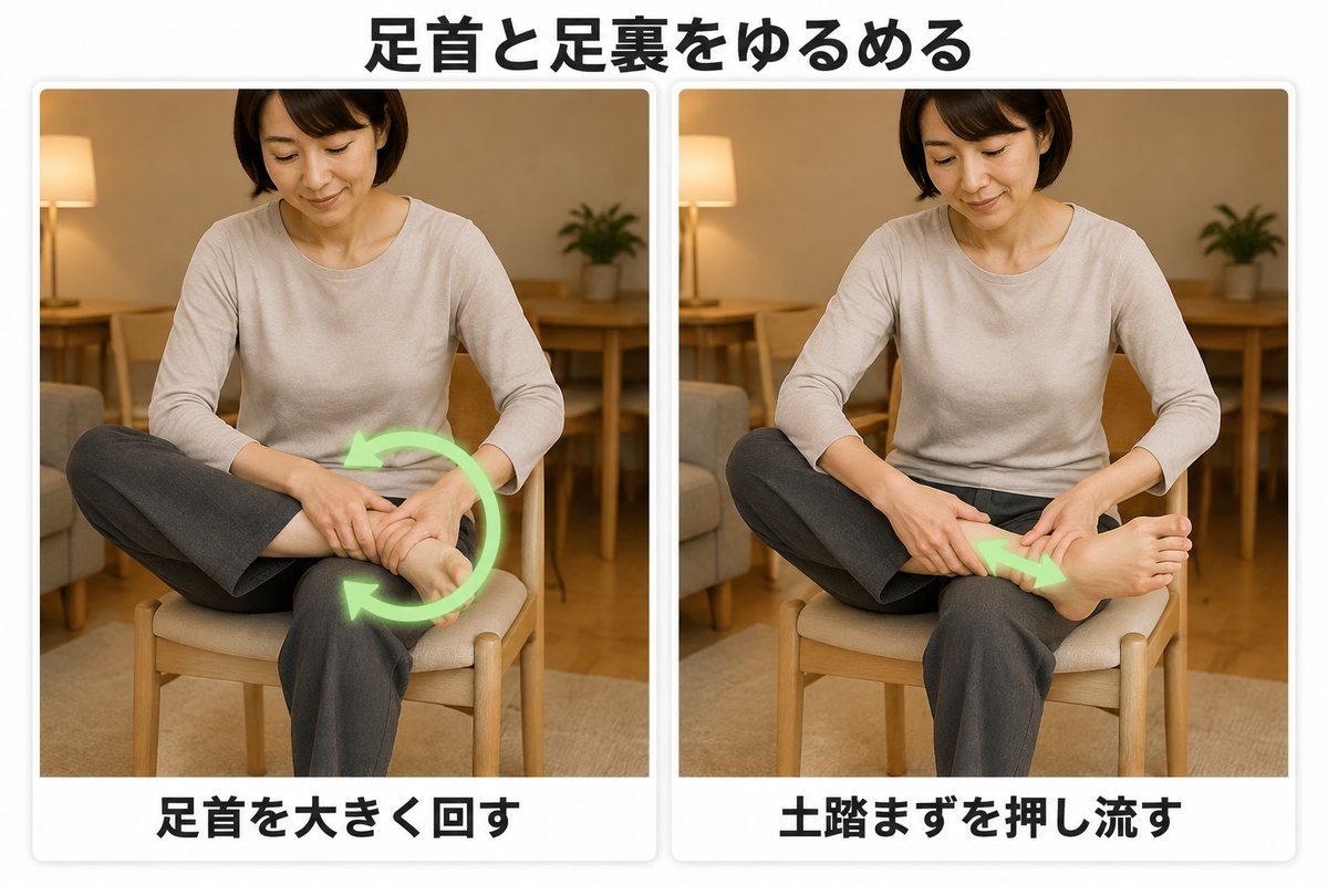 足首まわしと足裏ほぐし
