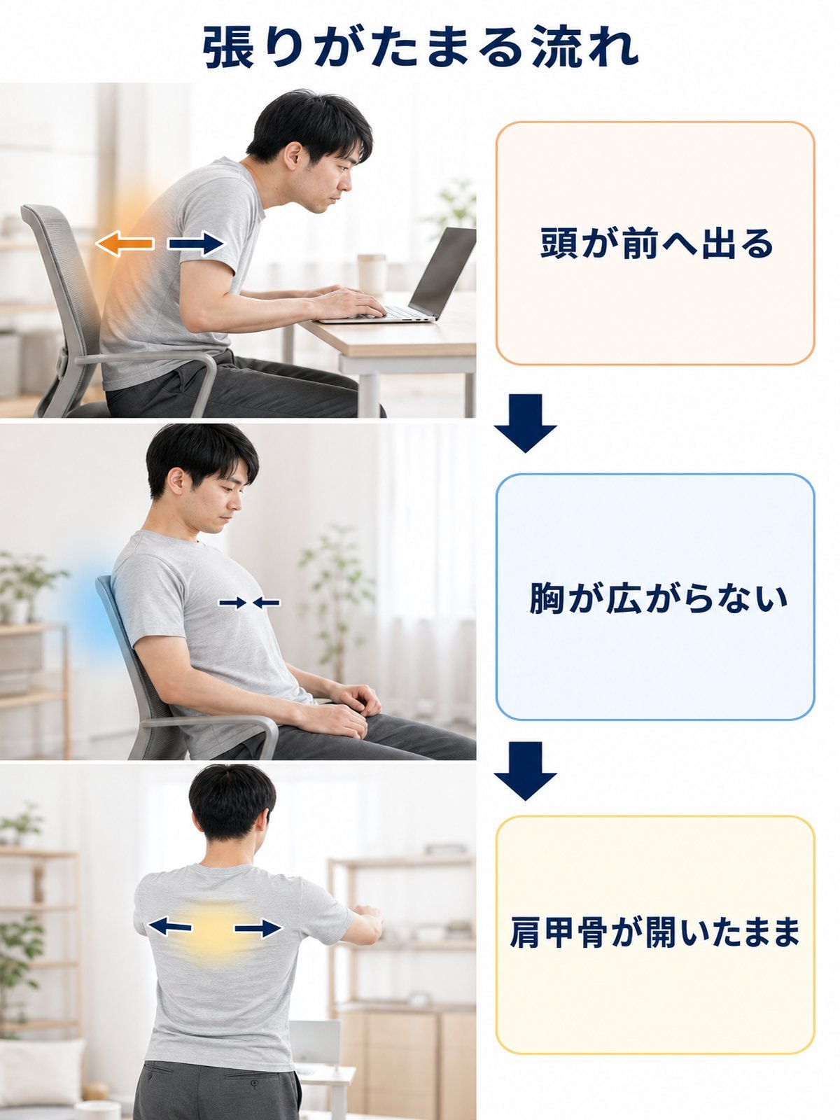 背中に筋疲労がたまる原因