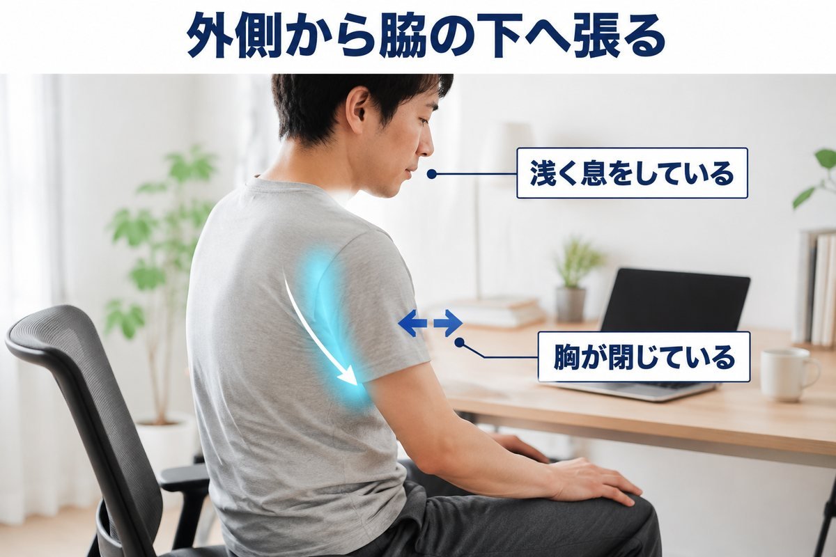 背中の外側が張るタイプ