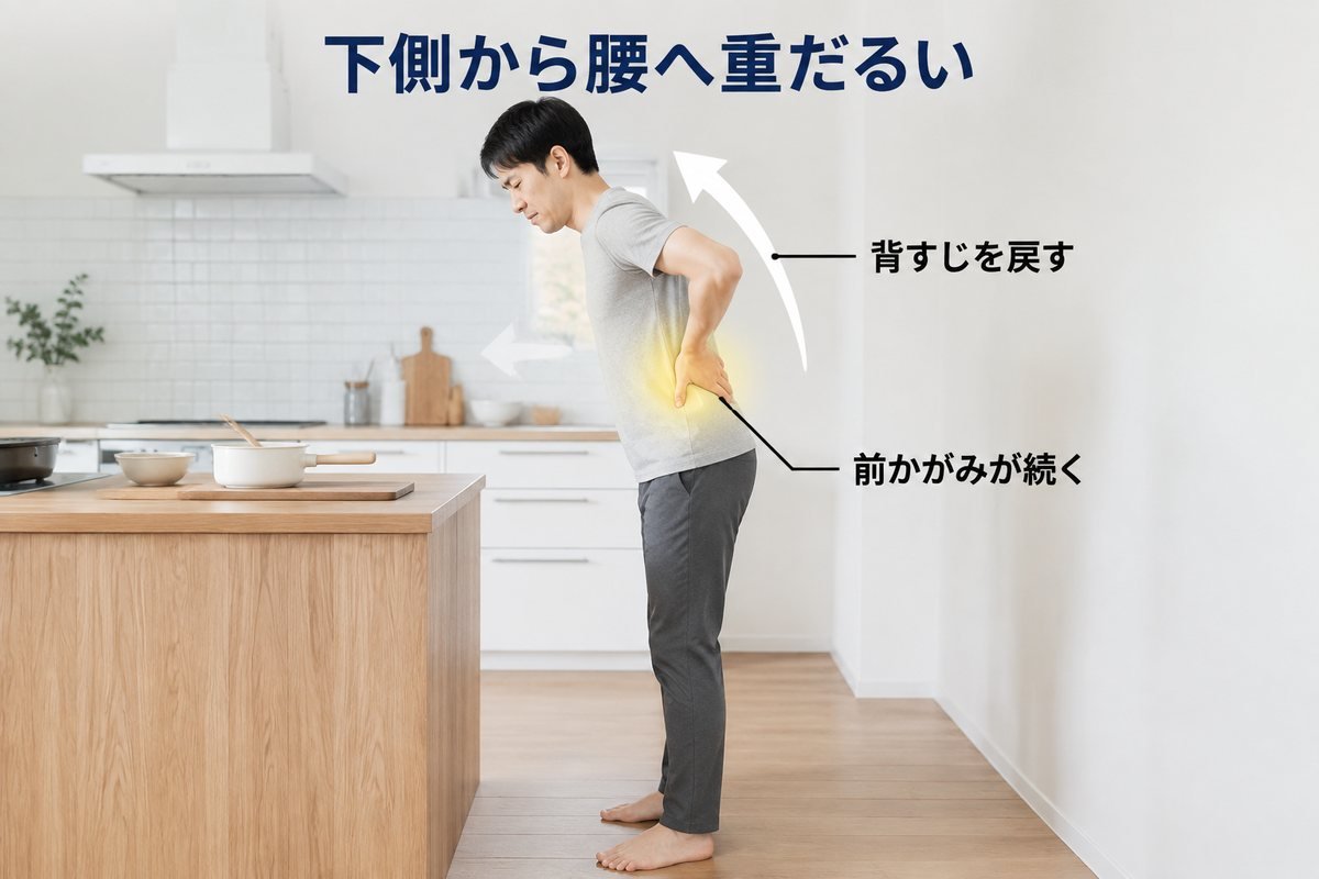 背中の下側が重だるいタイプ