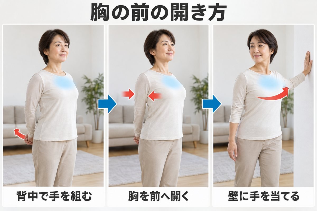 セルフケア② 胸の前を開く