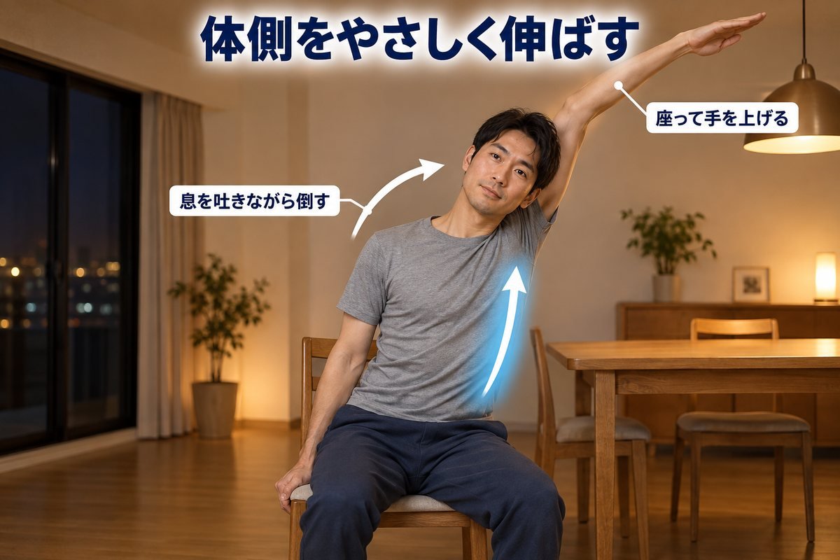 セルフケア 体側を伸ばす