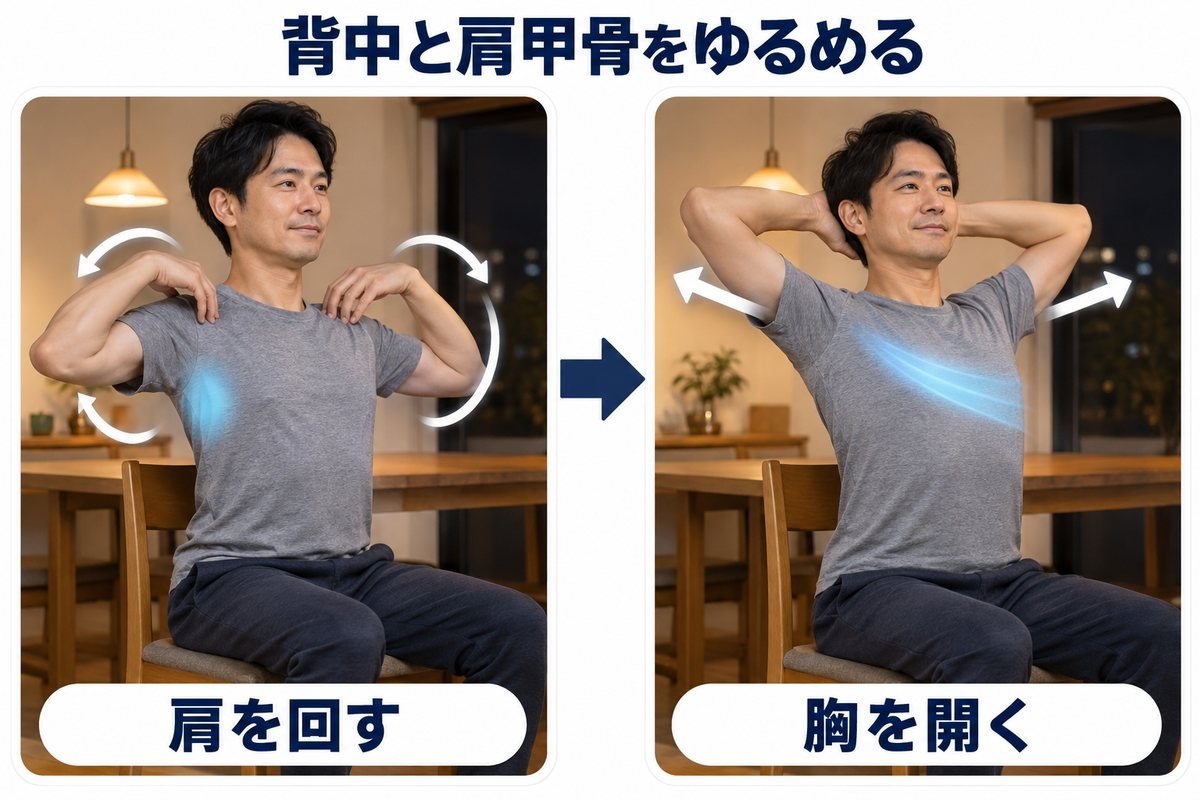 セルフケア 背中と肩甲骨をゆるめる