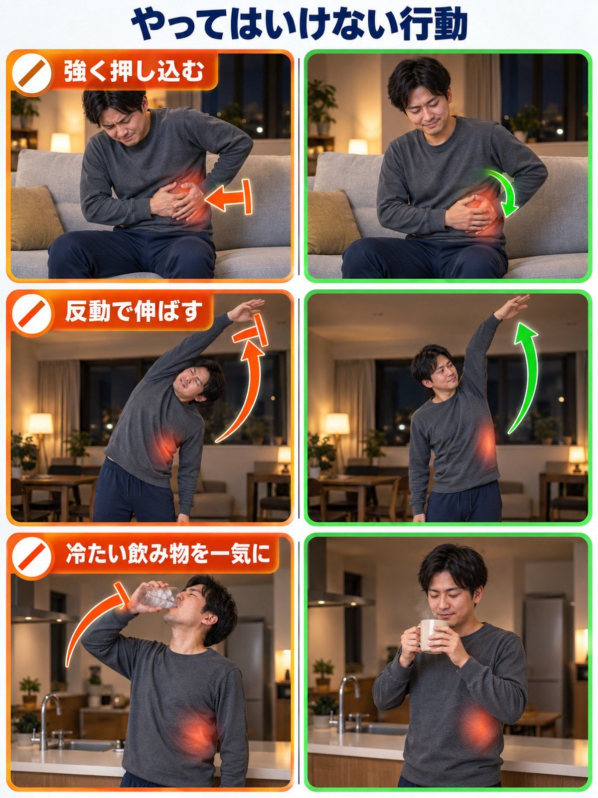 脇腹のNG行動