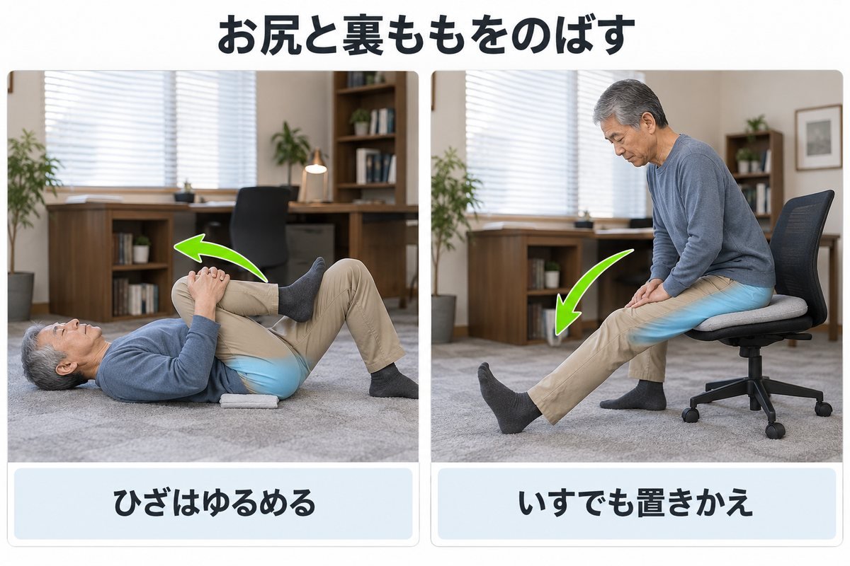 お尻と太もも裏を伸ばす