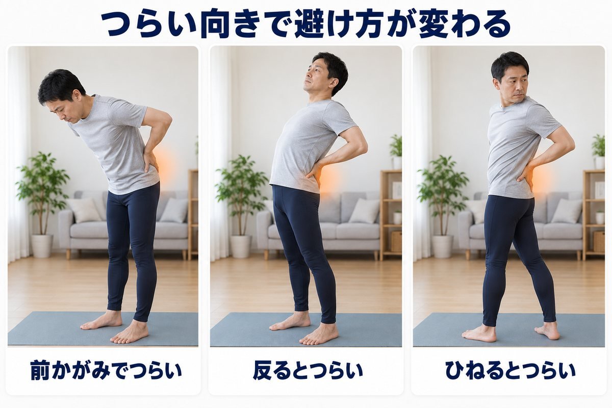 腰痛タイプ別の避けたい動き