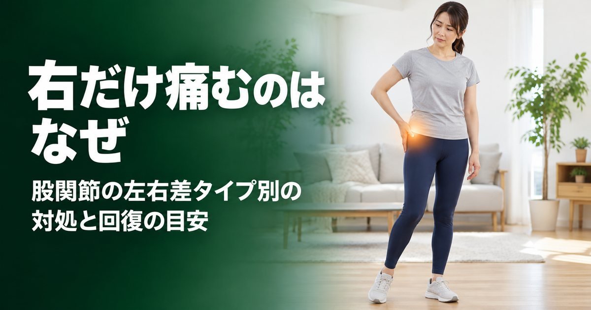 股関節が右だけ痛いのはなぜ？左右差の原因タイプ別の対処と回復の目安