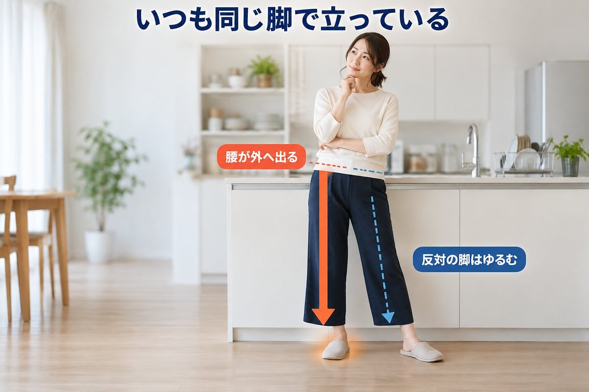軸足に体重を預けるタイプ
